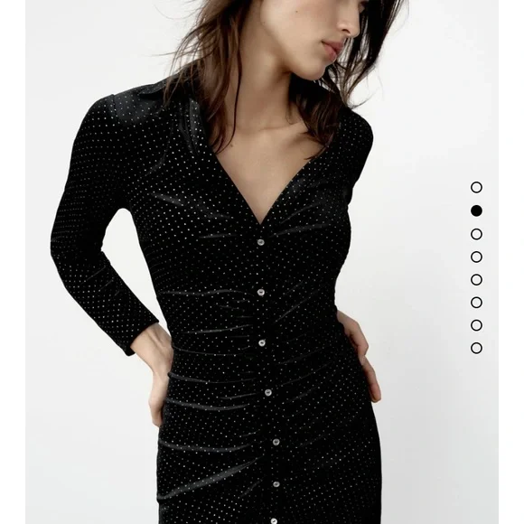 Zara metallic dot velvet mini dress